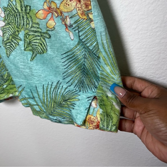 J. Jill Women Love Linen Top Large Petite Resort Vacation Paradise Tropical - Picture 6 of 10